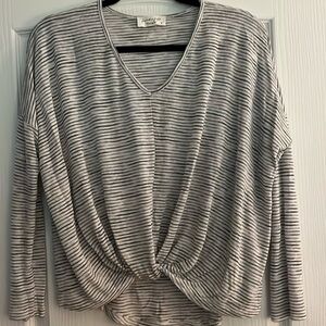 Anthropologie Lavender Field Women's Knit Twist Front Long Sleeve Top